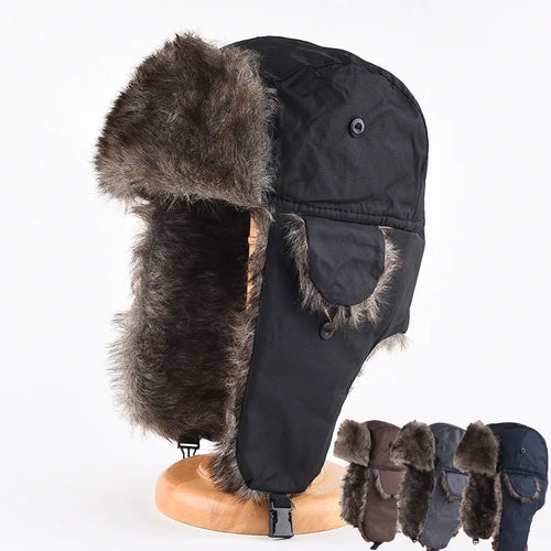 Men's Winter Trapper Hat with Faux Fur Earflaps