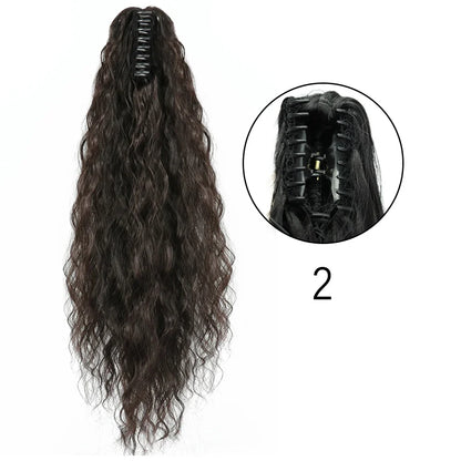 Claw Clip Ponytail Extension 24 Inch Wavy Synthetic Hair Heat Resistant