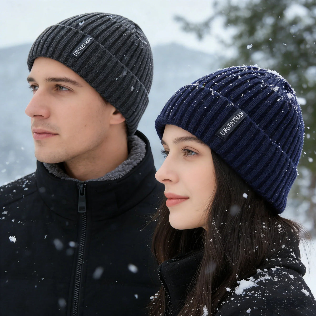 Fur-Lined Knit Beanie Hat – Unisex Winter Warm Cap