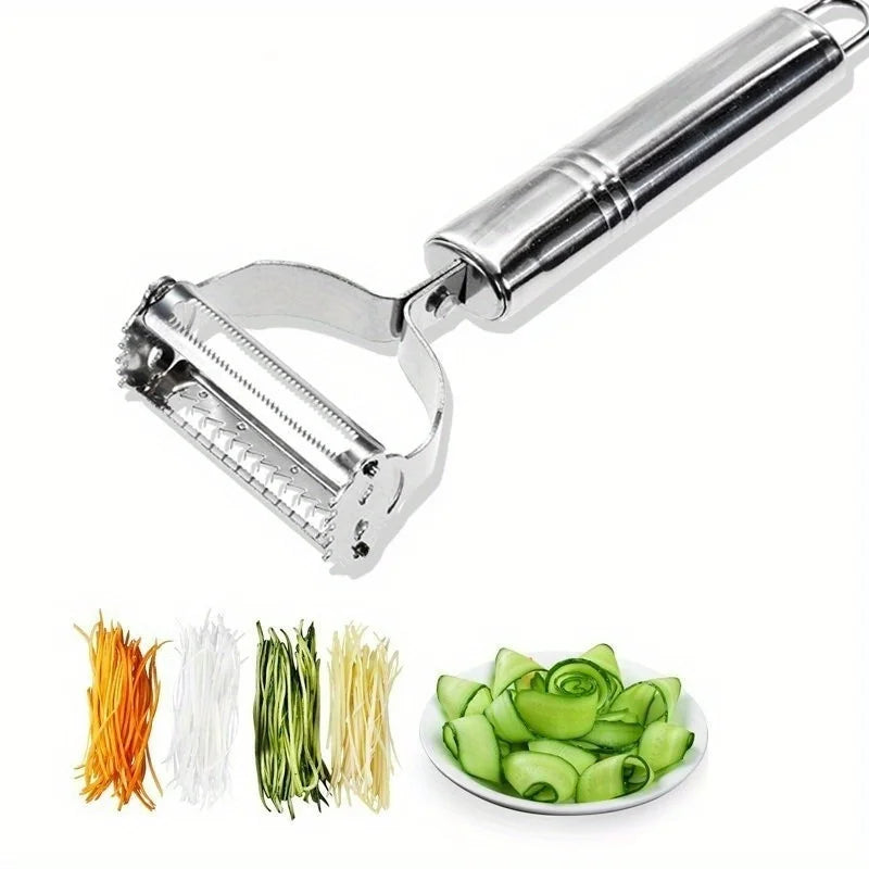 Stainless Steel Dual-Blade Vegetable Peeler & Julienne Slicer
