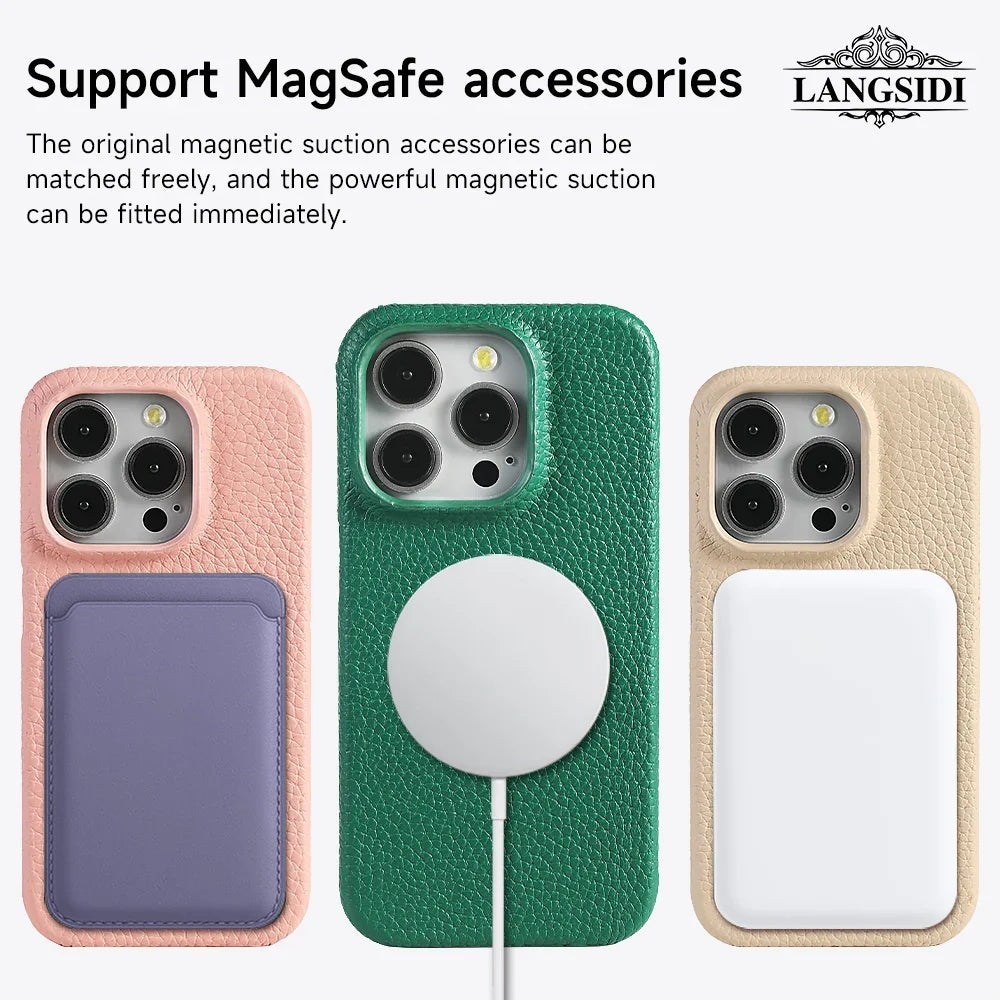 Genuine Leather MagSafe Case for iPhone 15 & 16 Series