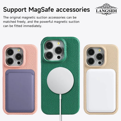 Genuine Leather MagSafe Case for iPhone 15 & 16 Series
