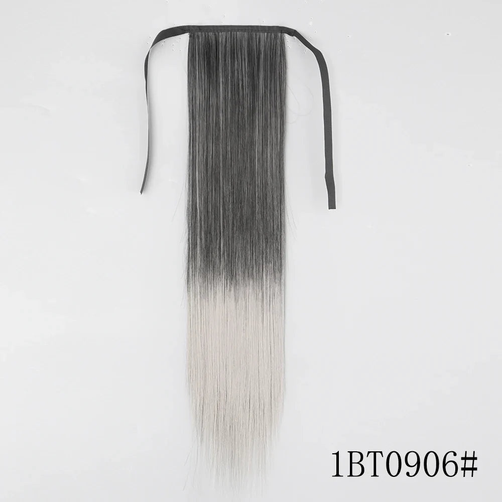 Wrap Around Ponytail Extension – Long Straight Synthetic Clip-In