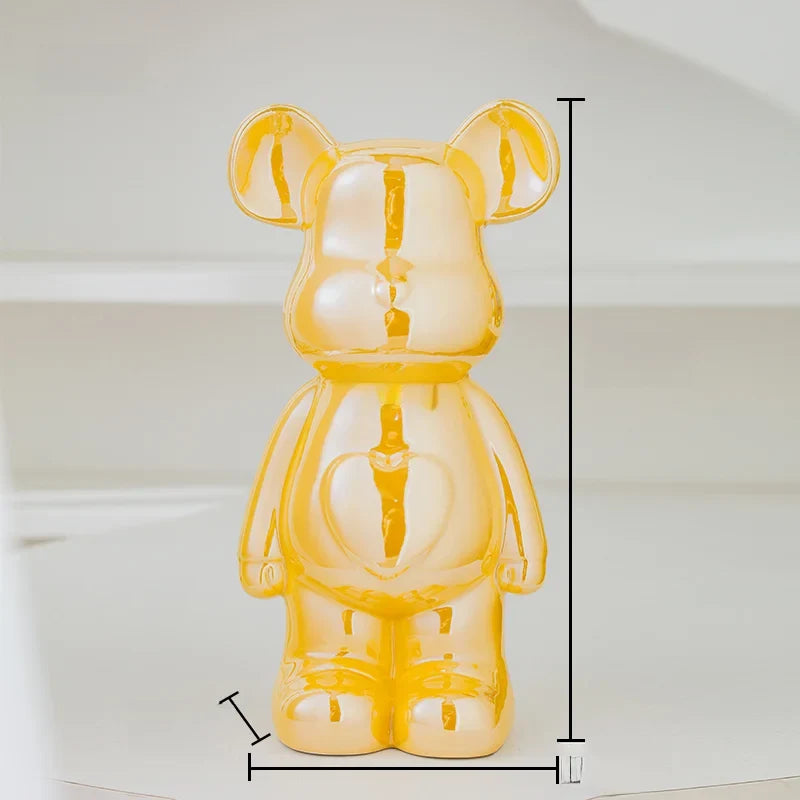 Bear Brick Ceramic Statue – Holographic Iridescent Bear Figurine Decor