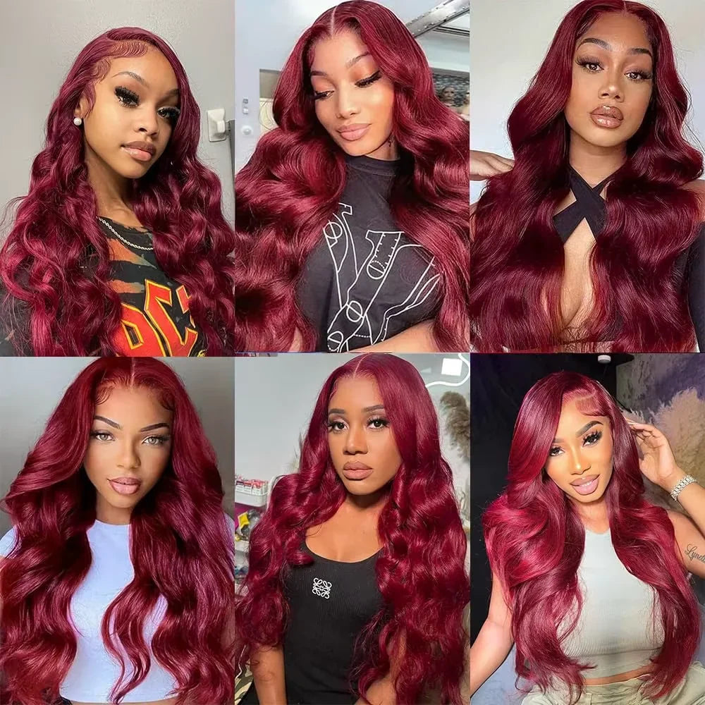 99J Burgundy Body Wave Human Hair Bundles 16A Brazilian Virgin Remy