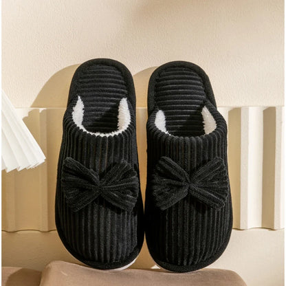 Women's Bow Slippers – Soft Warm Indoor House Shoes