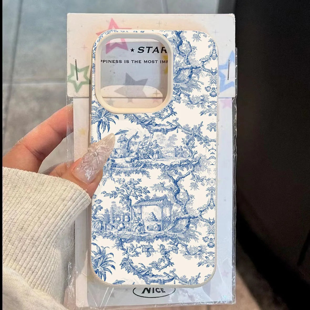 Toile de Jouy iPhone Case – Blue Vintage Floral Pattern