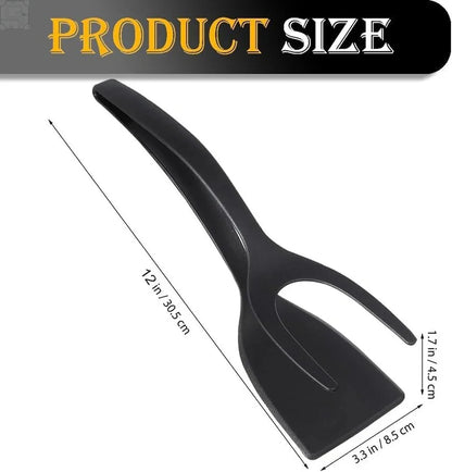 2-in-1 Flip Spatula Tongs – Non-Stick Nylon Kitchen Tool