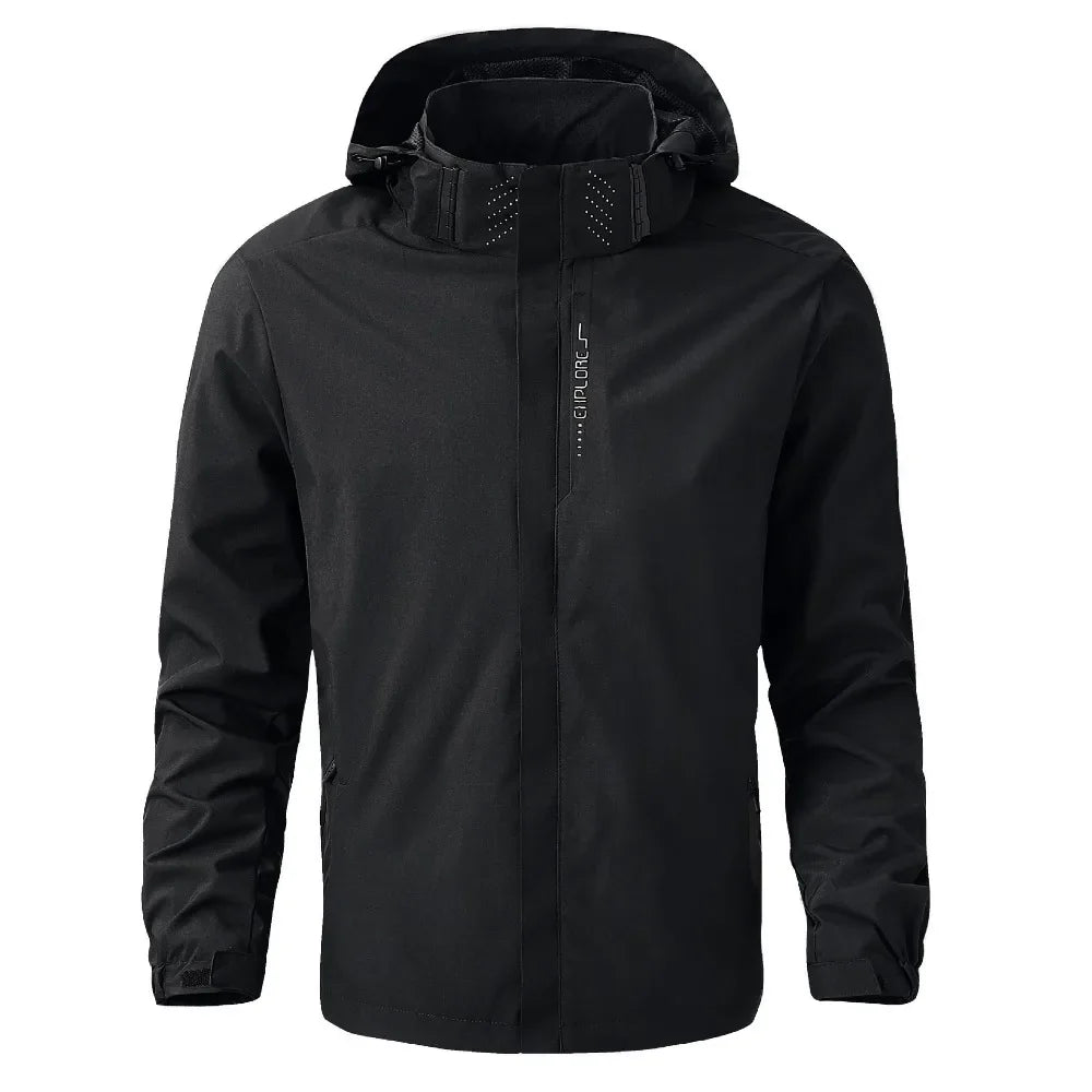 Men's Waterproof Hooded Jacket – Lightweight Windproof Outdoor Raincoat