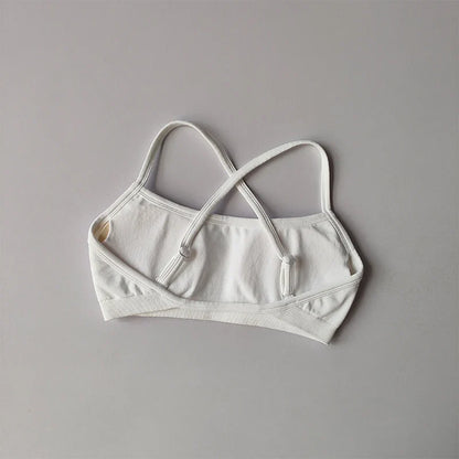Seamless Cross-Back Sports Bra Women Shockproof Gathering Yoga Crop Top