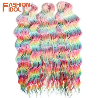 24 Inch Water Wave Crochet Braiding Hair Extensions – Synthetic Ombre