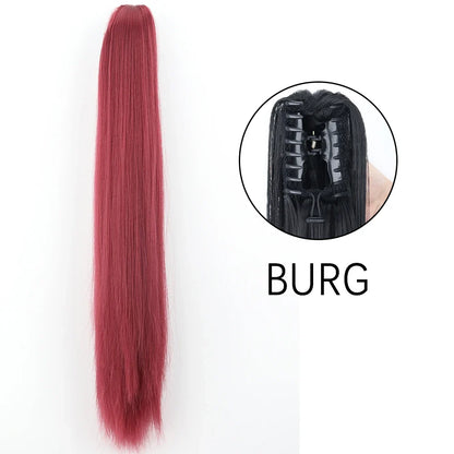 Claw Clip Ponytail Extension 24 Inch Wavy Synthetic Hair Heat Resistant