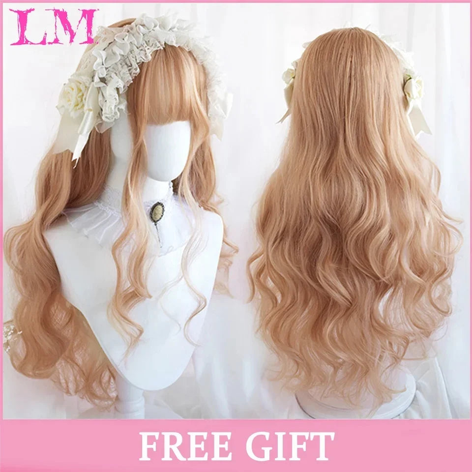Cosplay Wig with Bangs – Long Straight Synthetic Hair 24 Inch