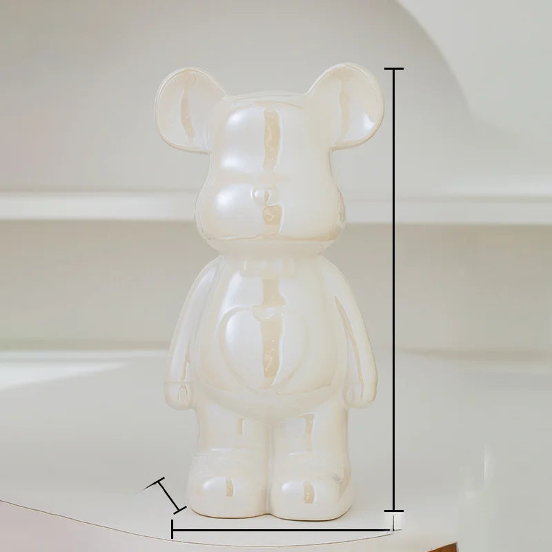Bear Brick Ceramic Statue – Holographic Iridescent Bear Figurine Decor