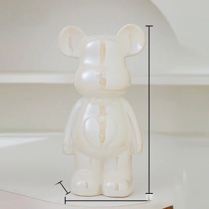 Bear Brick Ceramic Statue – Holographic Iridescent Bear Figurine Decor