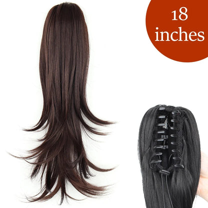 Claw Clip Ponytail Extension 24 Inch Wavy Synthetic Hair Heat Resistant