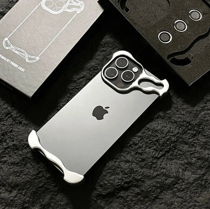 Metal Bumper iPhone Case with Lens Protector – Irregular Frame Design