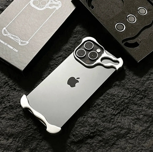 Metal Bumper iPhone Case with Lens Protector – Irregular Frame Design