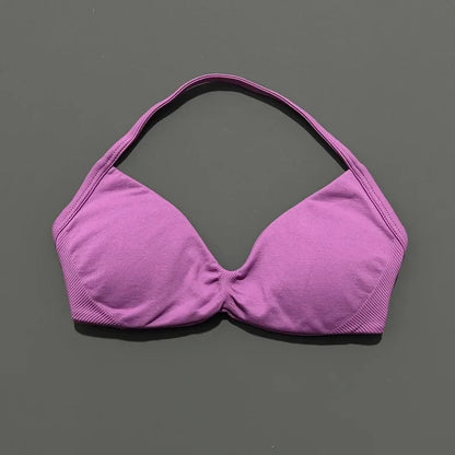 Women's Strappy Sports Bra – Padded Push-Up Gym Top