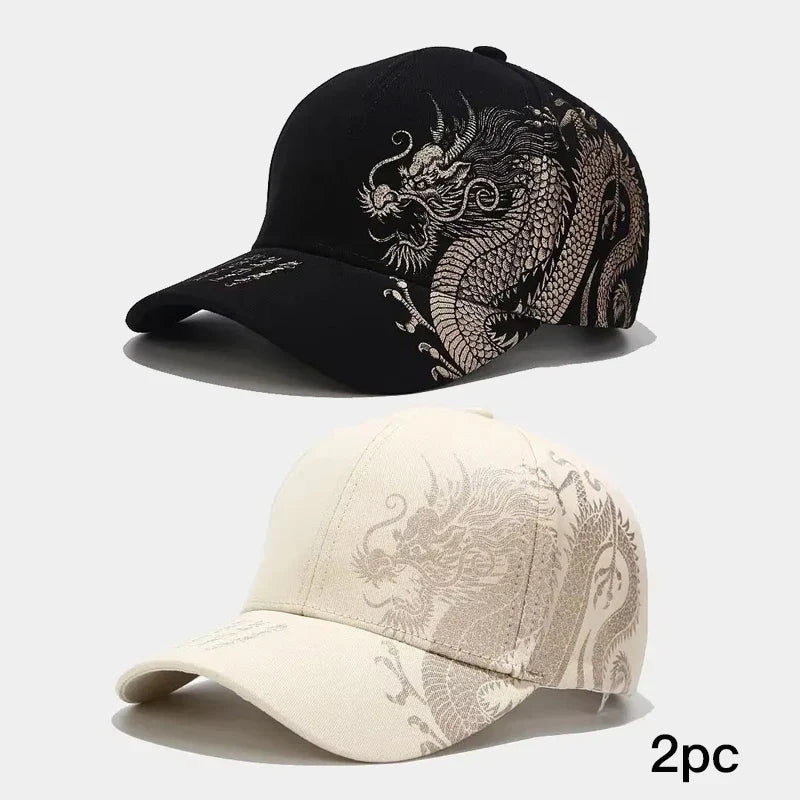 Dragon Pattern Baseball Hat – Chinese Style Cap for Men & Women