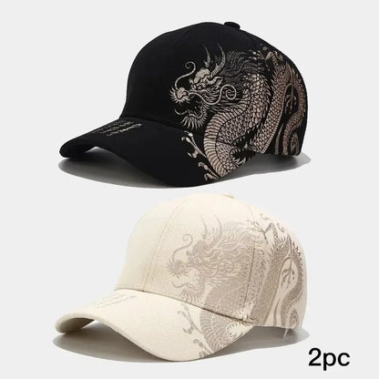Dragon Pattern Baseball Hat – Chinese Style Cap for Men & Women