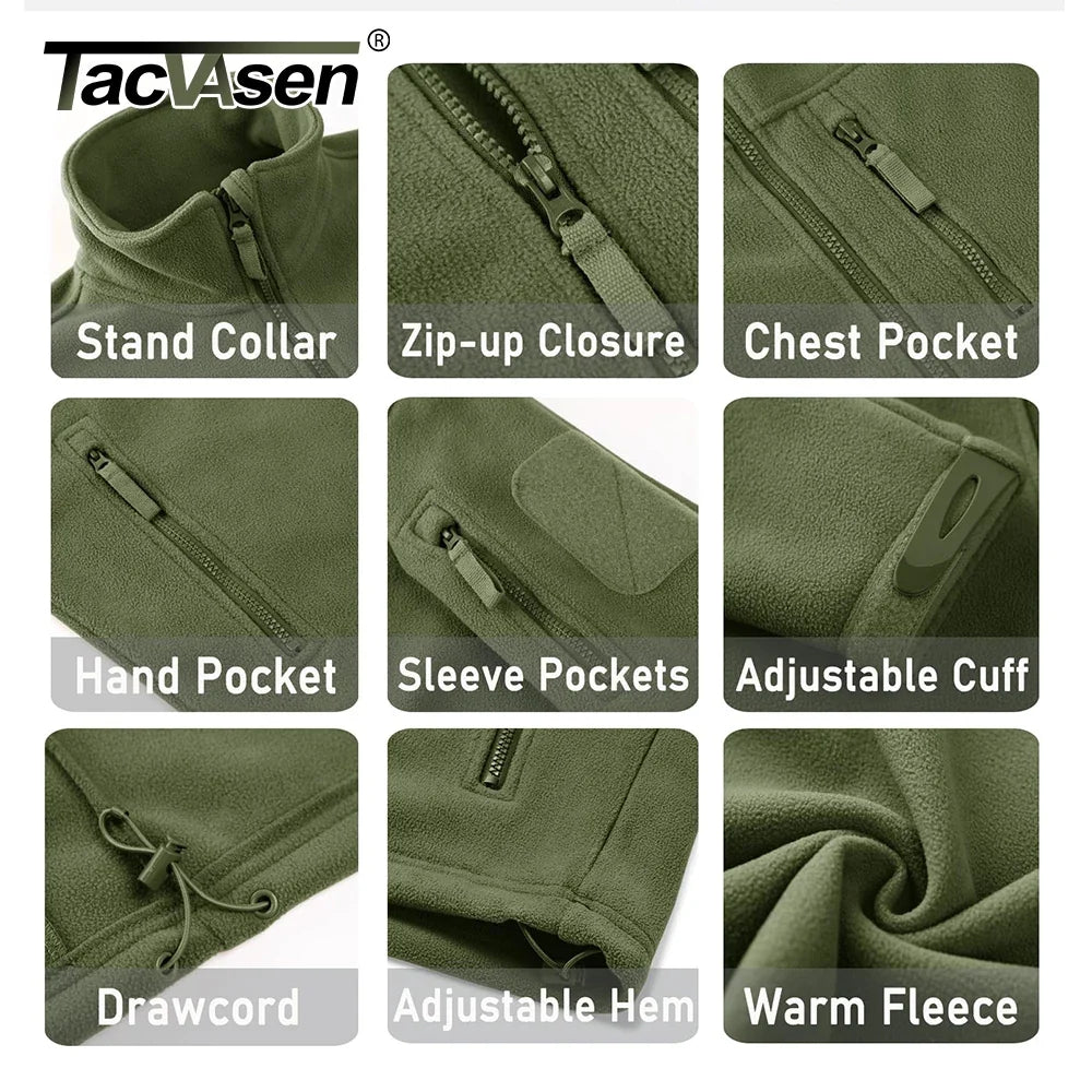 Men's Fleece Jacket – Full Zip Tactical Windproof Coat