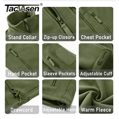 Men's Fleece Jacket – Full Zip Tactical Windproof Coat
