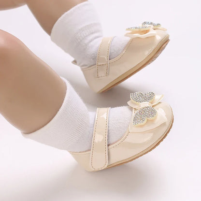 Baby Girl Mary Jane Shoes – Rhinestone Bowknot, 0–18 Months