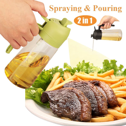 2-in-1 Oil Dispenser Bottle with Sprayer – 16.9 oz & 6.8 oz