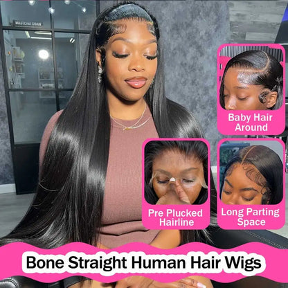 HD Lace Front Straight Human Hair Wig – 13x4 13x6 5x5 Glueless, 16–42 Inch