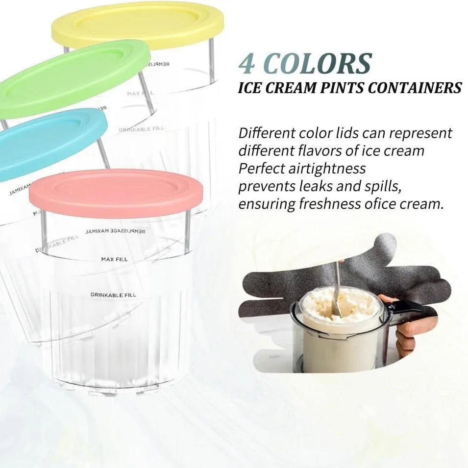 Ninja Creami Replacement Pints 4-Pack with Lids & Spoons