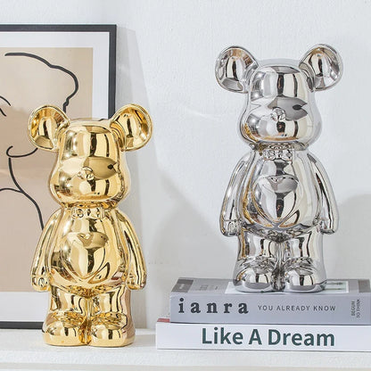 Bear Brick Ceramic Statue – Holographic Iridescent Bear Figurine Decor