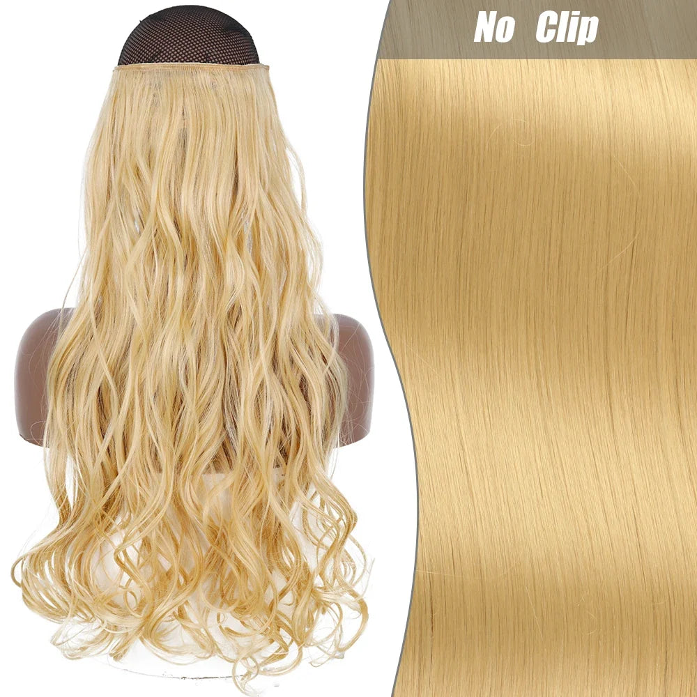 Clip-Free Straight Hair Extension Long Synthetic Hairpiece