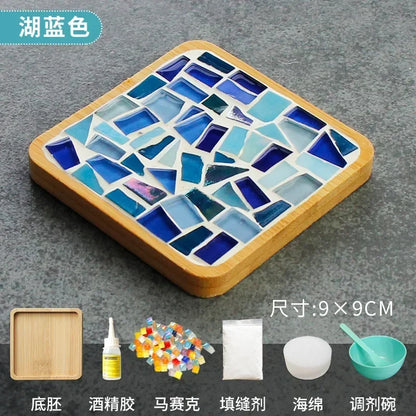 DIY Mosaic Coaster Kit – Bamboo Cup Mat with Colorful Tiles