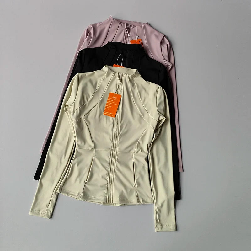 Women's Zip-Up Athletic Jacket – Long Sleeve Gym Cardigan