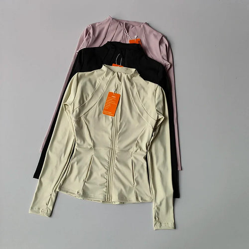 Women's Zip-Up Athletic Jacket – Long Sleeve Gym Cardigan
