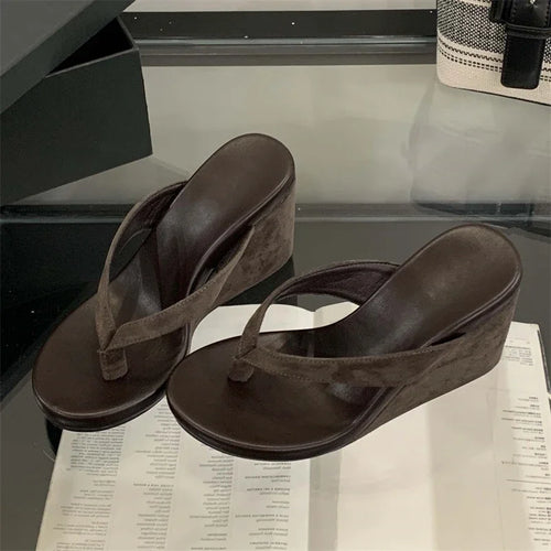 Platform Wedge Flip Flops – Women's Thong Heeled Sandals