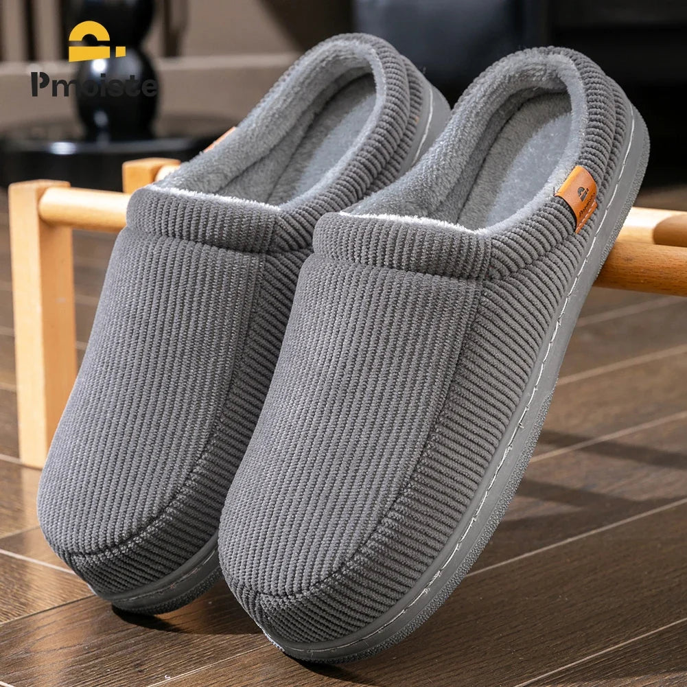 Men's Memory Foam Slippers – Corduroy Non-Slip Warm Indoor Shoes