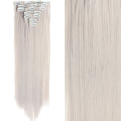 Clip-In Hair Extensions 7pcs 16 Clips Wavy Synthetic 24 Inch