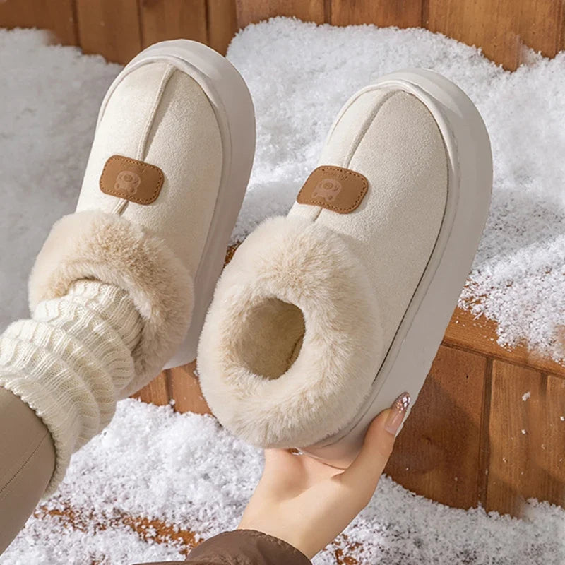 Women's Winter Slippers – Warm Fluffy Ankle Boots, Thick Sole, Non-Slip