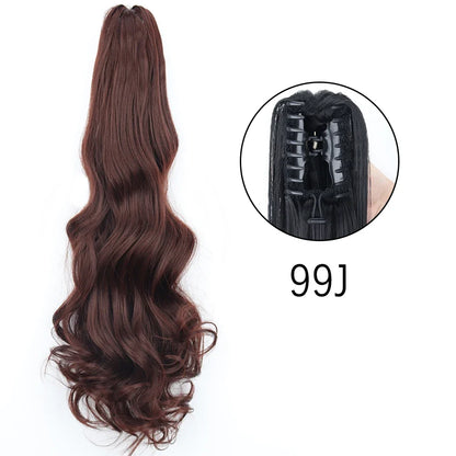 Claw Clip Ponytail Extension 24 Inch Wavy Synthetic Hair Heat Resistant