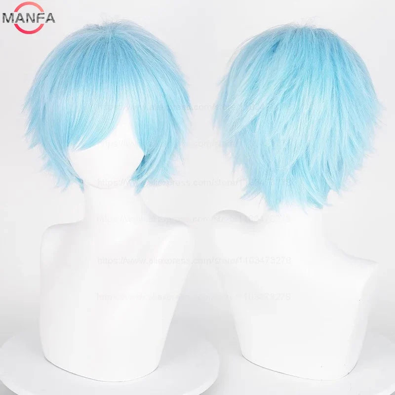 Short Straight Anime Cosplay Wig – 30cm, Multiple Colors for Men & Women