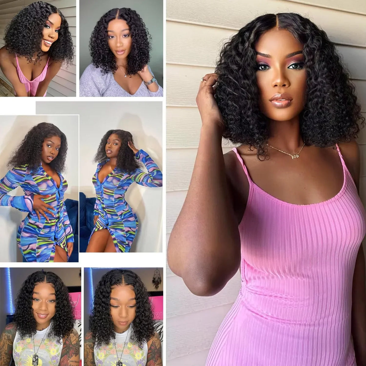 13x4 HD Lace Front Wig Deep Wave Short Bob Human Hair