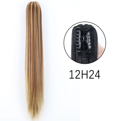 Claw Clip Ponytail Extension 24 Inch Wavy Synthetic Hair Heat Resistant