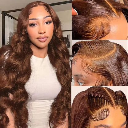 13x4/13x6 HD Lace Front Wig Body Wave Chocolate Brown Human Hair