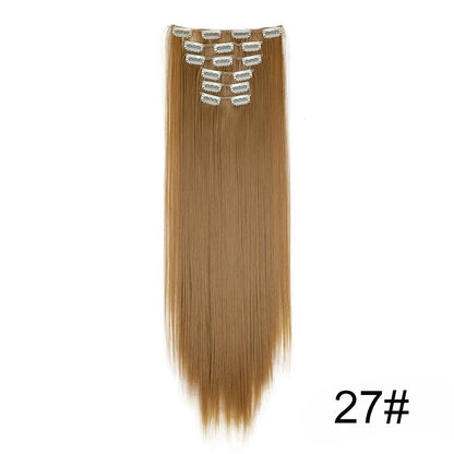 Clip-In Hair Extensions 6-Piece Set Long Straight Synthetic Seamless