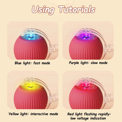 Interactive Pet Ball Toy – Auto-Rolling, Rechargeable, Faux Tail