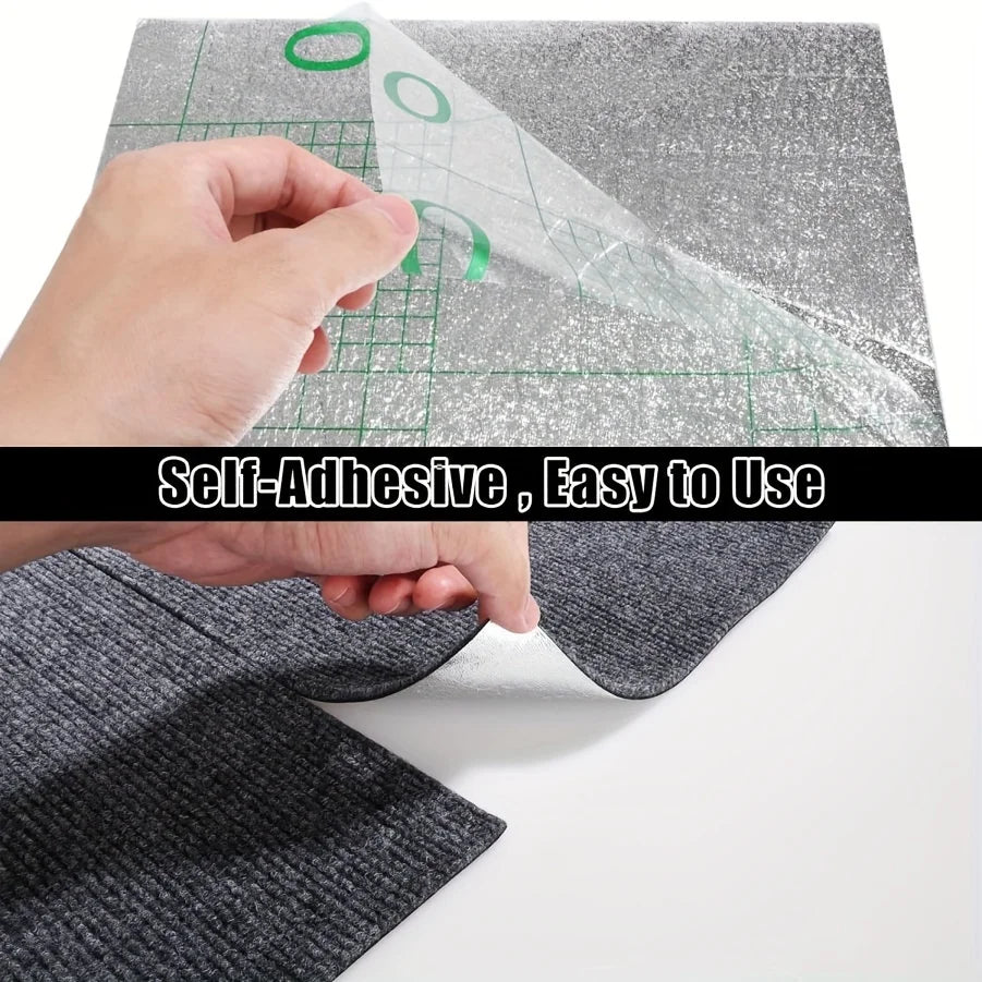 Self-Adhesive Carpet Tiles 11.8x11.8in – Peel & Stick Floor Mat Squares