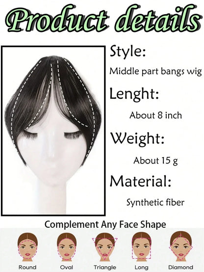 Clip-In Bangs Hair Extension Natural Seamless Side Swept Fringe