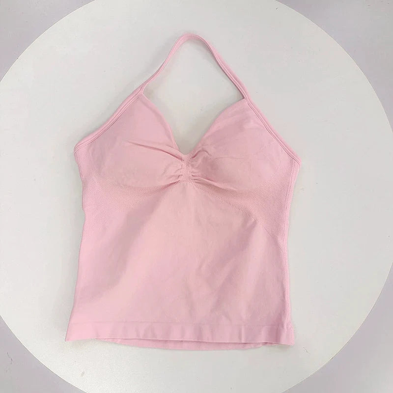 Women's Open Back Sports Bra – Breathable Yoga Top
